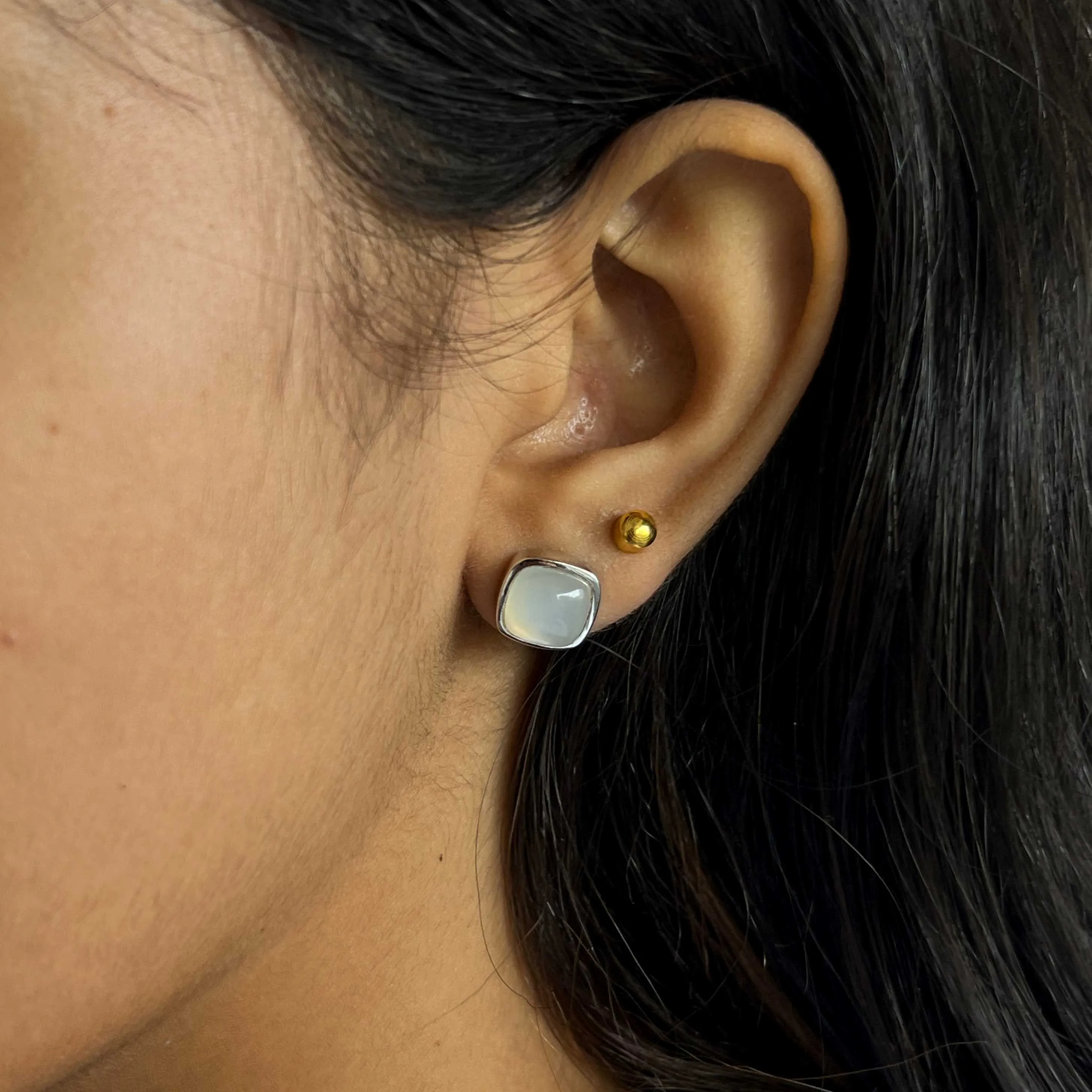 Moonstone Square Studs