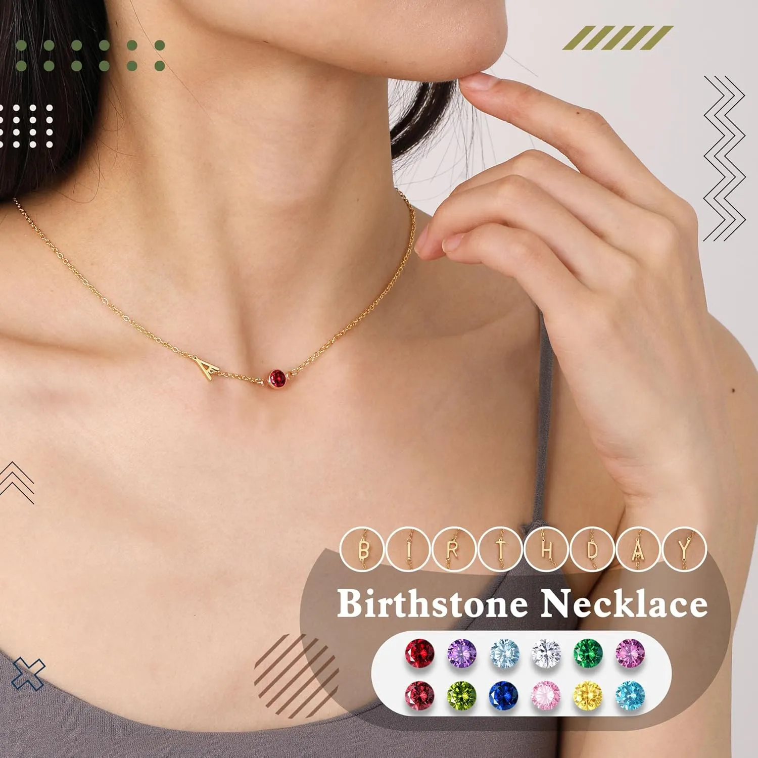 Mothers Day Gifts for Daughter Mom, Birthstone Necklace for Women Birthday Gifts for Teen Girls 14K Plated Gold Necklaces Initial A-Z Necklace Graduation Gift for Her Girlfriend Christmas Jewelry