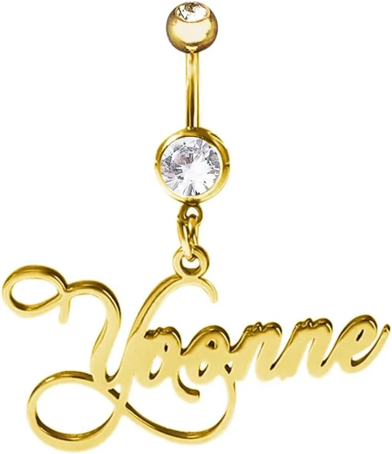 MOTICIUS Custom Belly Button Ring Personalized Name Belly Button Ring for Women Custom Navel Rings Personalized Navel Piercing Jewelry
