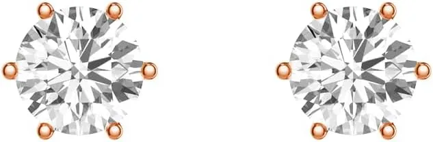 MSBLUE 6-Prong Solitaire Round Cut Moissanite Stud Earrings | Diamond Alternative D Color VVS1 Clarity | Rhodium Finished Hypoallergenic | Ideal for Anniversary, Gift, Women