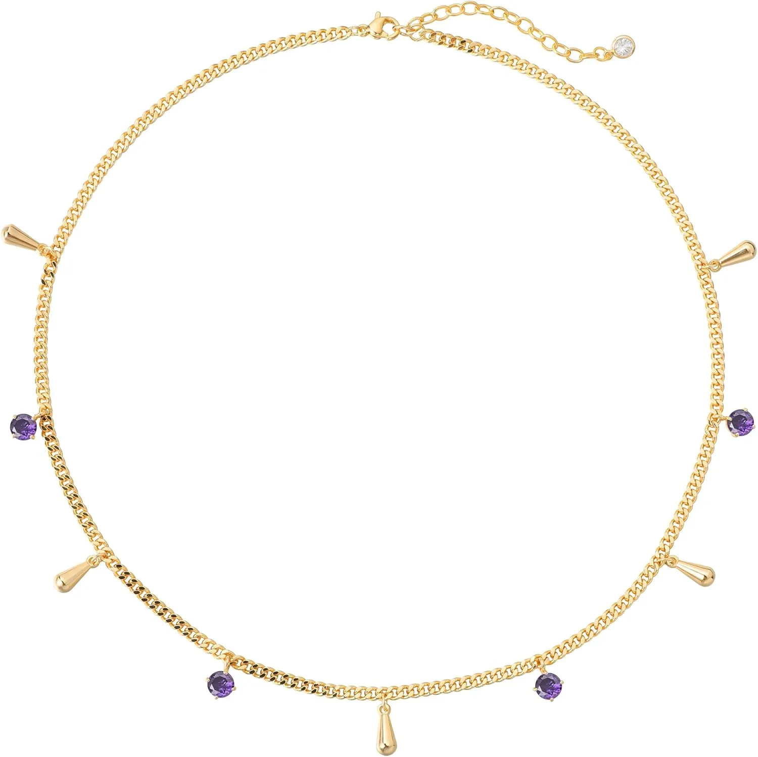 MTMY 14K Gold Plated Tassel Drop White/Turquoise/Purple/Rose CZ Beads Charm Choker Necklace for Women Trendy Jewelry