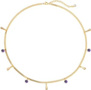 MTMY 14K Gold Plated Tassel Drop White/Turquoise/Purple/Rose CZ Beads Charm Choker Necklace for Women Trendy Jewelry