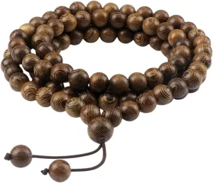 Multilayer 108 Wood Beads Bracelet 8Mm Tibetan Buddhist Mala Buddha Charm Rosary Prayer Beaded Bracelets For Women Men Jewelry