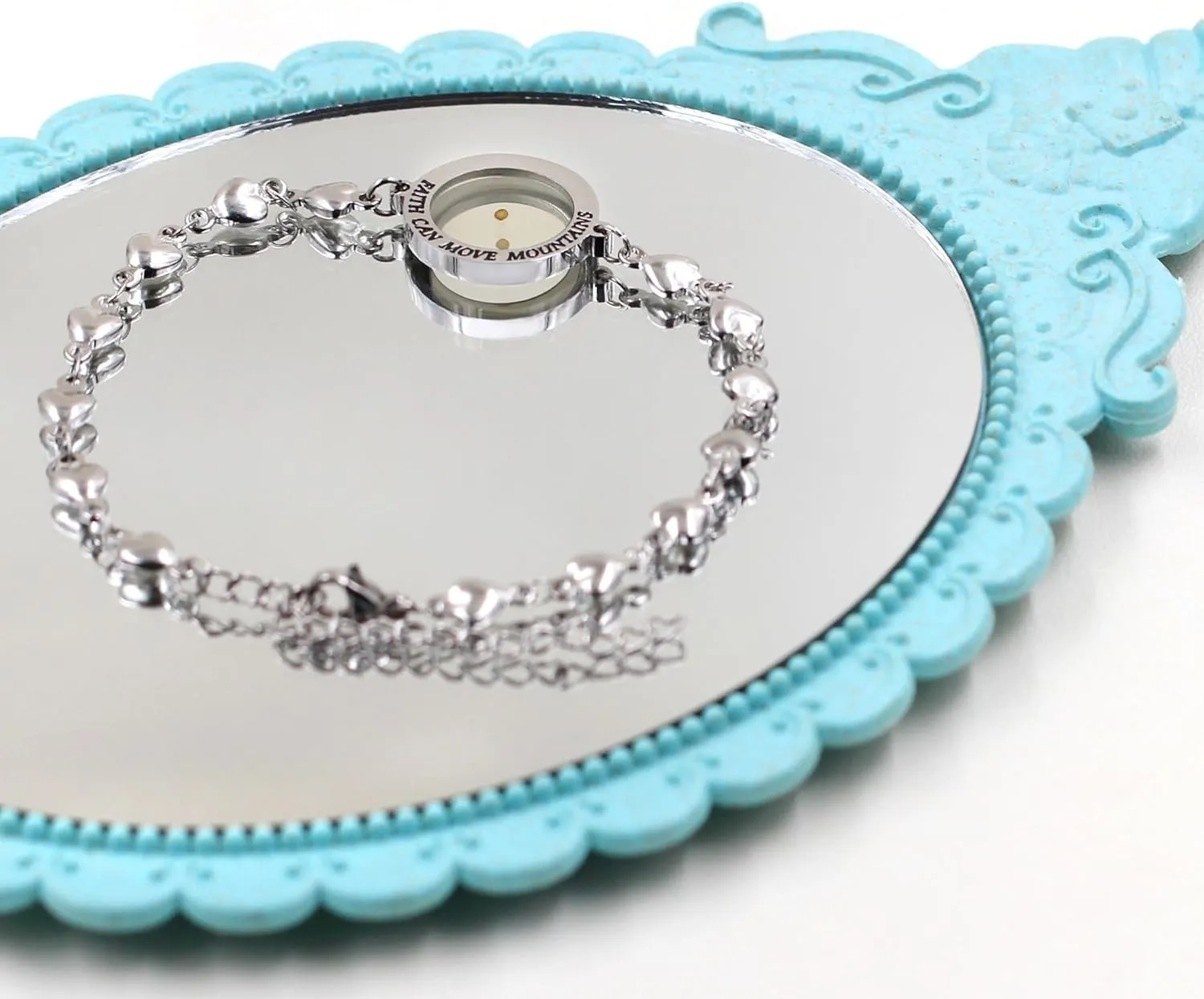 Mustard Seed Love Heart Link Chain Inspirational Bracelet  Stainless Steel Adjustable Faith Jewelry for Women Y4281-Y4282