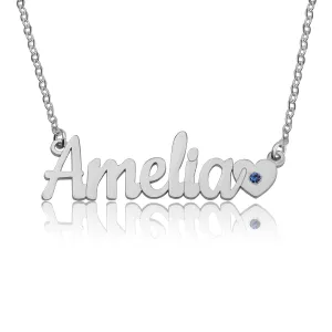 Name Necklace With Birthstone Customize Necklace With Birthstone Personalized Necklace With Birthstone Custom Necklace Gold OR Silver