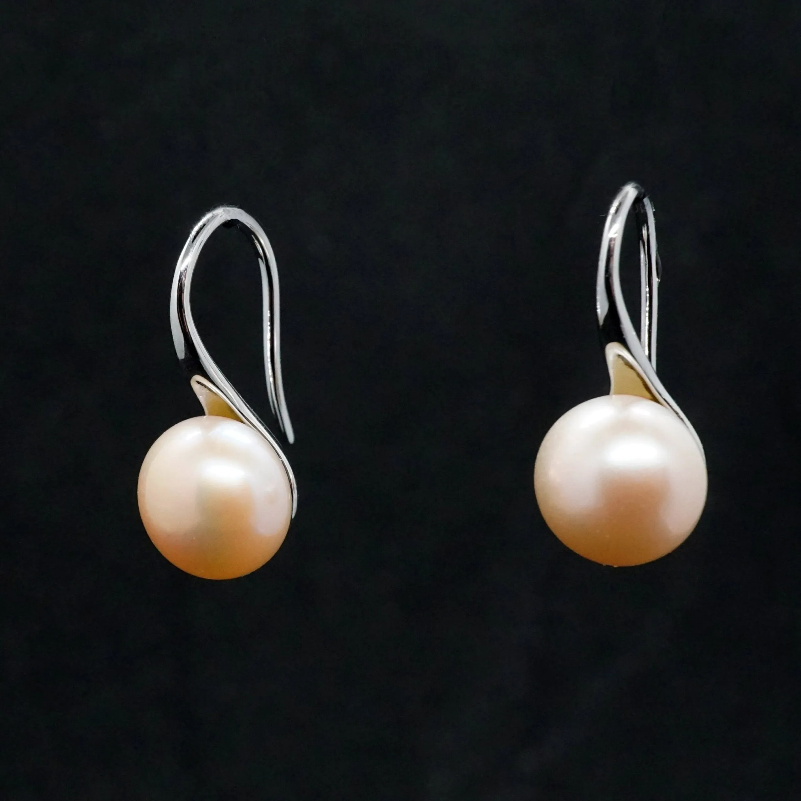 Natalie X - Freshwater Pearl Drop Hook Earrings in Sterling Silver