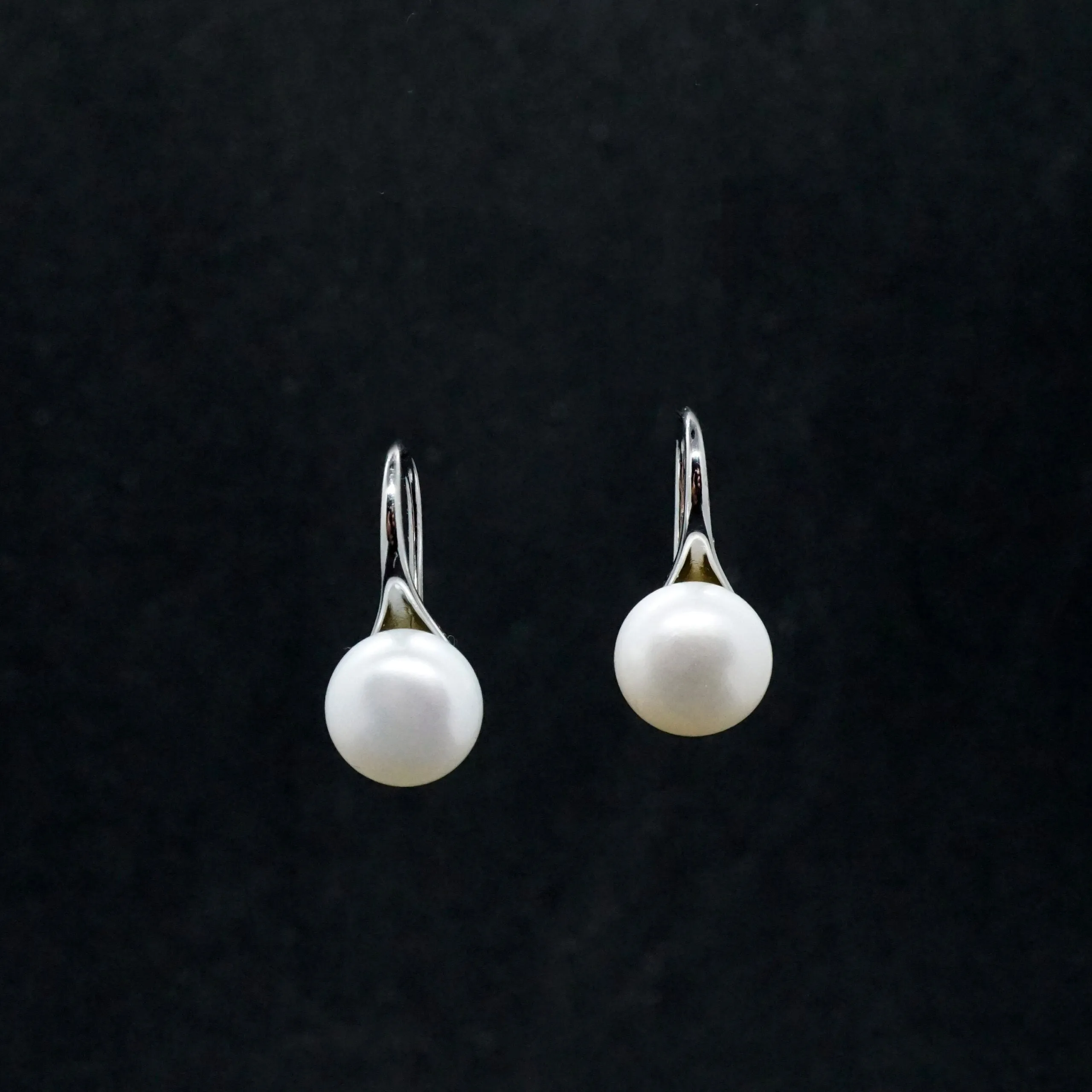 Natalie X - Freshwater Pearl Drop Hook Earrings in Sterling Silver