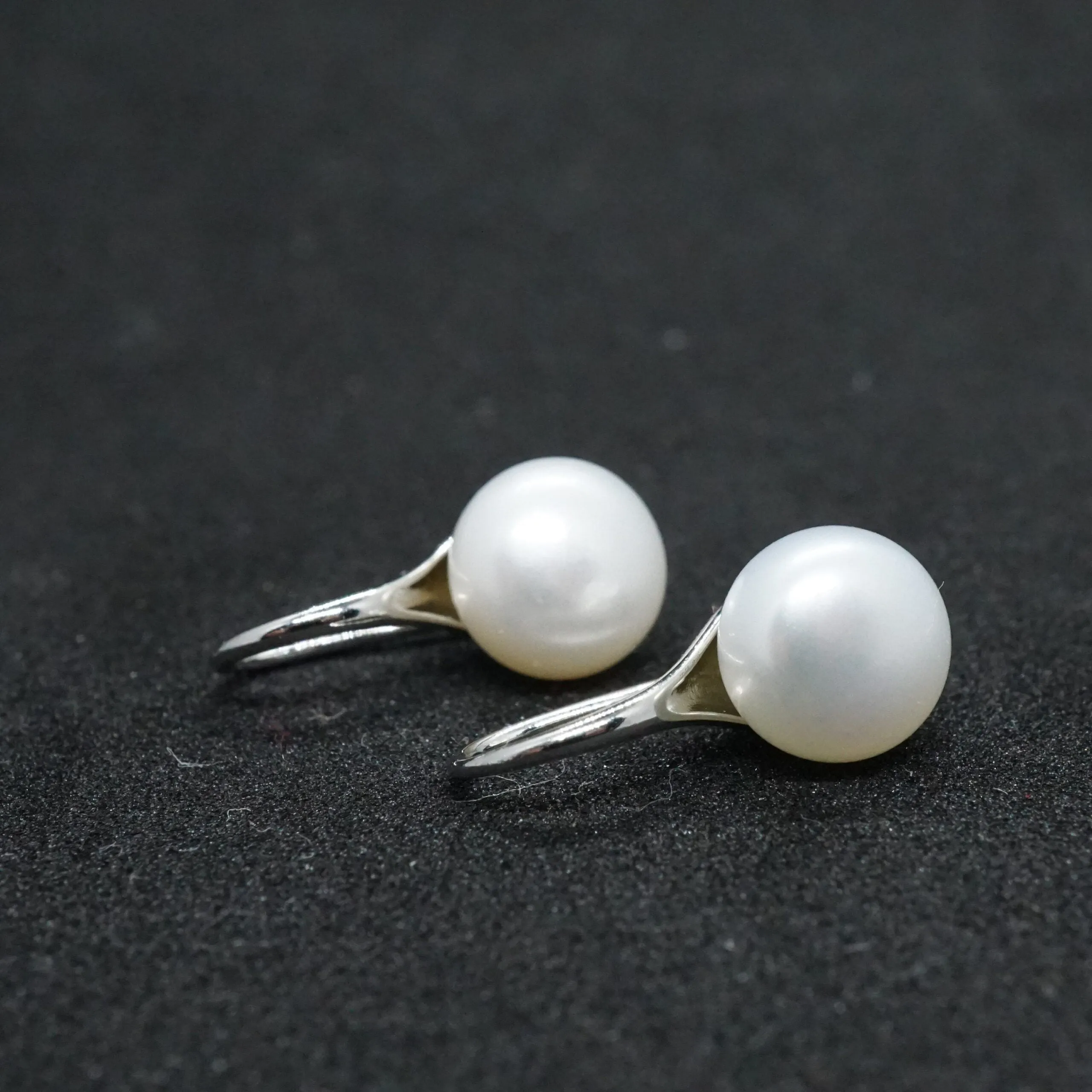 Natalie X - Freshwater Pearl Drop Hook Earrings in Sterling Silver