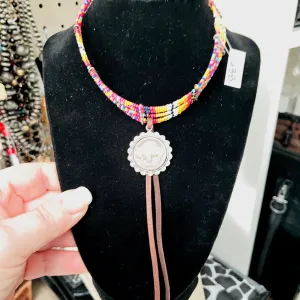 Native American 4 Strain Buffalo Necklace with Leather Straps