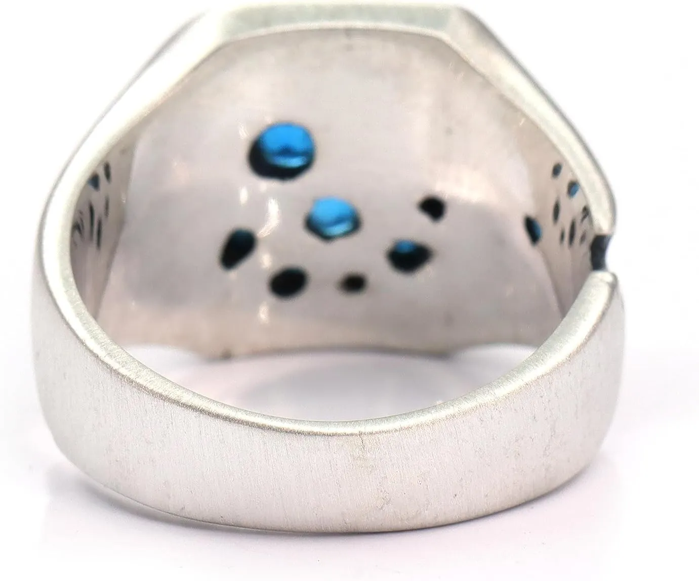 Natural Blue Sapphire Ring 925 Sterling Silver Mens Sapphire Ring Hammered Gemstone Jewelry Gift for Him Signet Rings for Men