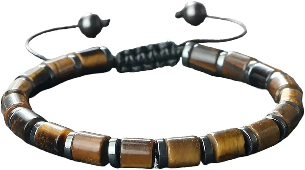 New 2024 Handmade 6 * 6Mm Cylindrical Bead Woven Trendy Bracelets For Women Men Classic Adjustable Bracelet Lucky Prayer Tiger Eye Jewelrys Fashion Accessories Creative Gift