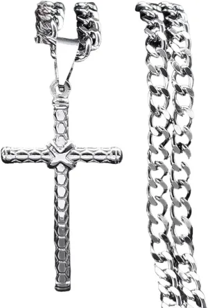 New 2024 Hip Hop Biker Men's Cross Chain Necklace Christian Cross Pendant Stainless Steel Religious Amulets Necklaces Jewelry Gifts Fashion Accessories Creative Gift, As Pic, TK-24-DK626