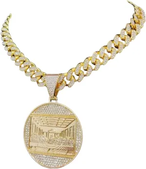 New 2024 Last Supper Pendant Big Jesus Iced Out Bling Zircon Gold Color Charm Necklace Fashion For Men Father's Day Gift Hip Hop Jewelry Fashion Accessories Creative Gift