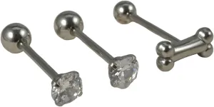 New 2025 1Pc Surgical Steel Bone Shape Heart Zircon Tongue Barbell Piercings Ball Tongue Barbell Rings Fashion Piercing Body Decoration Jewelry Commemorative With You Accessories Trendy Best For Gift