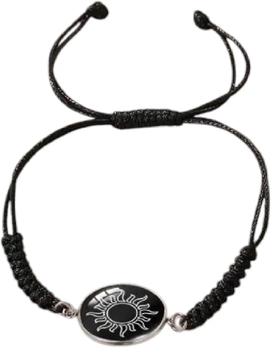 New 2025 2Pcs Romantic Couple Bracelet Sun and Moon Lovers Adjustable Woven Bracelet Stainless Steel Glow in The Dark Charm Bracelet Decoration Jewelry Commemorative Trendy Best for Gift