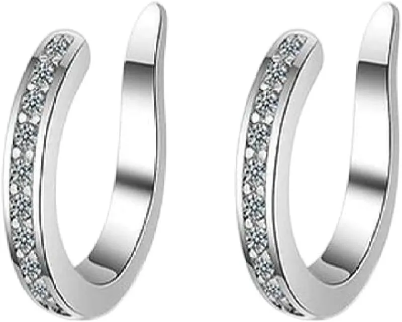 New 2025 925 Silver Simple Zircon Crystal Clip On Ear Cuff Earring Women Small Mini Ear Clip Cuffs Without Piercing Hole Earrings Decoration Jewelry Commemorative Accessories Trendy Best For Gift