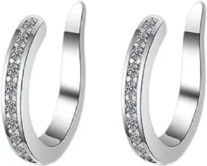 New 2025 925 Silver Simple Zircon Crystal Clip On Ear Cuff Earring Women Small Mini Ear Clip Cuffs Without Piercing Hole Earrings Decoration Jewelry Commemorative Accessories Trendy Best For Gift