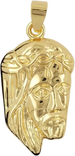 New 2025 Arrival 18K Yellow Gold Plated Hip Hop Christ Jesus Head Pendant Necklace Box Chain Iced Face Of Christ With For You Accessories Trendy Creative Gift