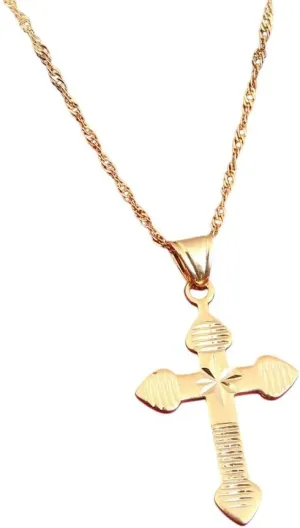New 2025 Arrival Women Necklace Pendant Necklace With Chain Gold Color Jewelry Antique Cross Crucifix Jesus Cross Pendant Necklace With For You Accessories Trendy Creative Gift