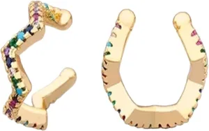 New 2025 Fashion 13 Styles Copper Zircon Clip On Wrap Earring Tragus Body Jewelry Ear Cuff Clip Nose Ring Piercing Snug Earrings Decoration Jewelry Commemorative Accessories Trendy Best For Gift