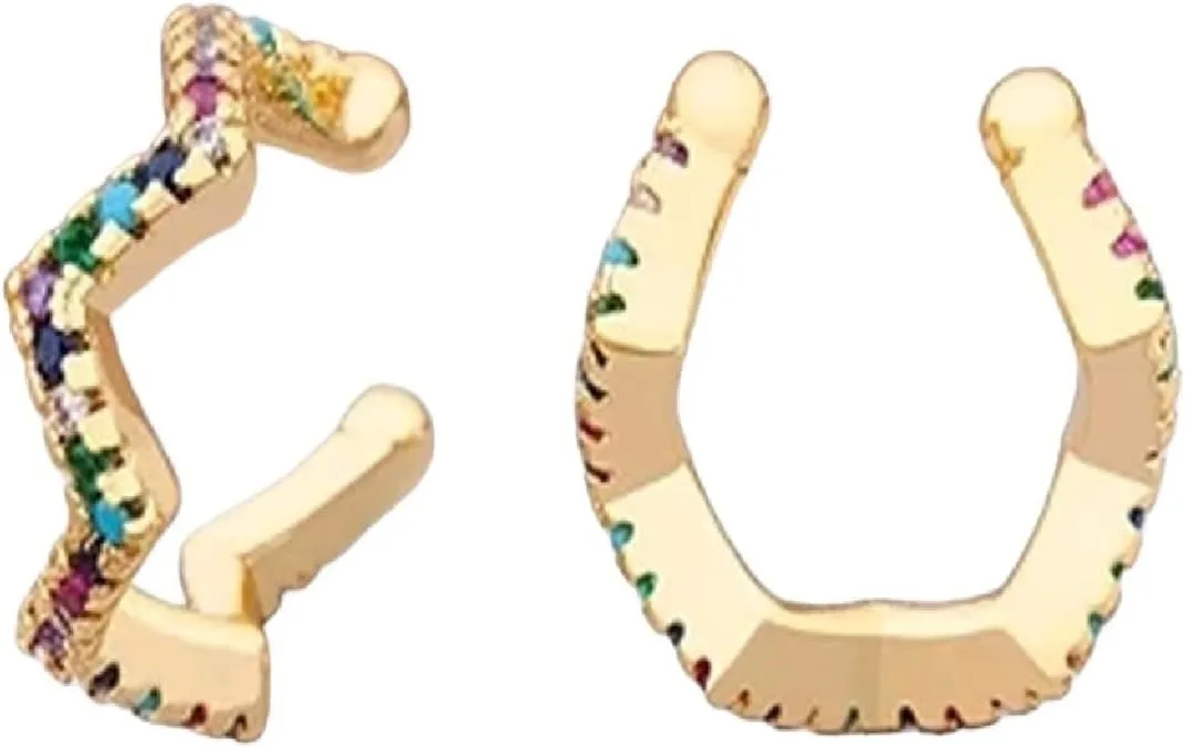 New 2025 Fashion 13 Styles Copper Zircon Clip On Wrap Earring Tragus Body Jewelry Ear Cuff Clip Nose Ring Piercing Snug Earrings Decoration Jewelry Commemorative Accessories Trendy Best For Gift