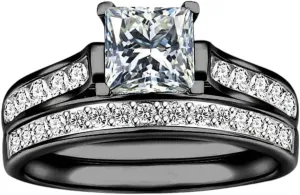 New 2025 Fashion Couple Rings For Men's Stainless Steel Cz Rings Women's Rhinestones Zircon Ring Sets Wedding Band Decoration Jewelry Commemorative With You Accessories Trendy Best For Gift