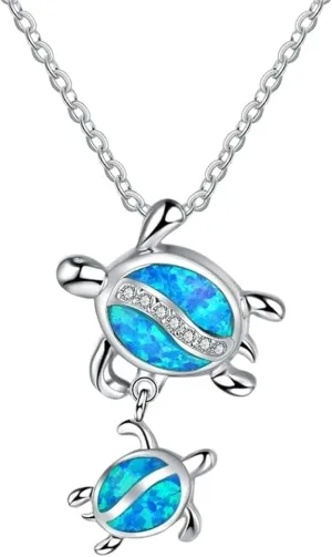 New 2025 Fashion Cute Hummingbird And Daisy Pendant Necklace For Women Inlay Blue Imitation Opal Cz Necklace Wedding Band Jewelry Gifts With For You Jewelry Fashion Accessories Creative Gift