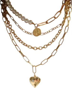 New 2025 Gift Fashion Multilevel Punk Gold-Plate Thick Geometric Chain Necklace For Women Vintage Jesus Mary Portrait Coin Pendant Decoration Jewelry Commemorative Accessories Trendy Best For Gift