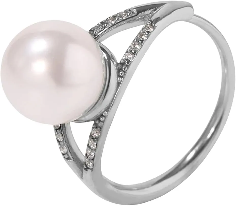 New 2025 Imitation Pearl Rings For Women 18K Gold Plated Inlaid Zircon Stainless Steel Women's Thin Ring Luxury Woman Jewelry With You Accessories Trendy Best For Gift