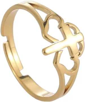 New 2025 Jesus Cross Love Stainless Steel Open Ring Women's Faith Christian Guardian Fashion Party Gift Jewelry New 2025 With For You Jewelry Fashion Accessories Creative Gift
