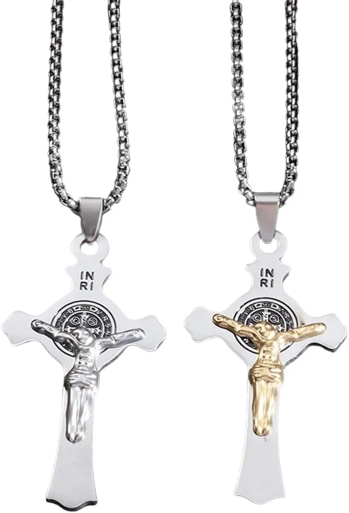 New 2025 Stainless Steel Jesus Cross Pendant Necklace For Men Women Bible Prayer Cross Baptism Christian Decoration Jewelry Commemorative With For You Accessories Trendy Creative Best For Gift