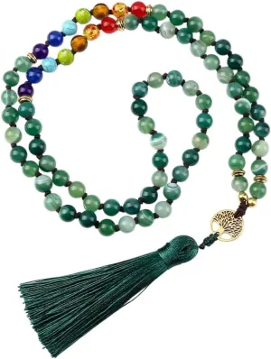 New 2025 Thread Necklaces Handmade 7 Natural Stone Tiger Eye Beads Women Men 108 Mala Tibetan Buddhist Jewelry Fashion Trendy Accessories Creative Gift