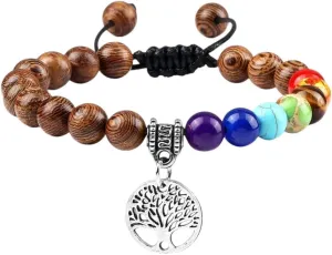 New 2025 Trendy Men Natural Wood Beads Bracelets 7 Charkra Ethinc Meditation Bracelet Bangle Fashion Women Yoga Prayer Jewelry Findings Lover Gift Accessories Creative