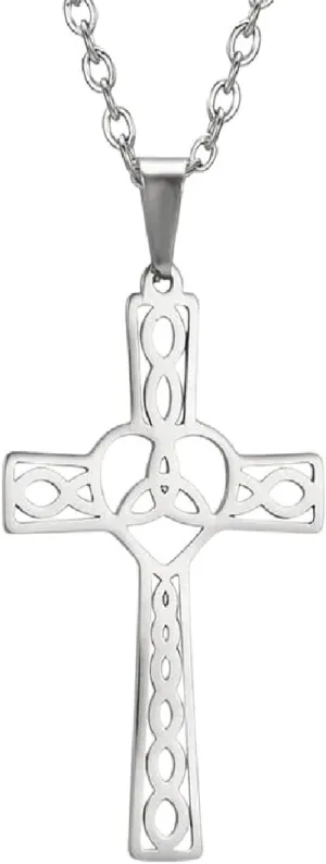 New 2025 Unisex Religious Jesus Cross Pendant Necklace Gold Color Stainless Steel Chain Necklaces For Unisex Hollow Decoration Jewelry Luxury With You Accessories Trendy Creative For Women And Men