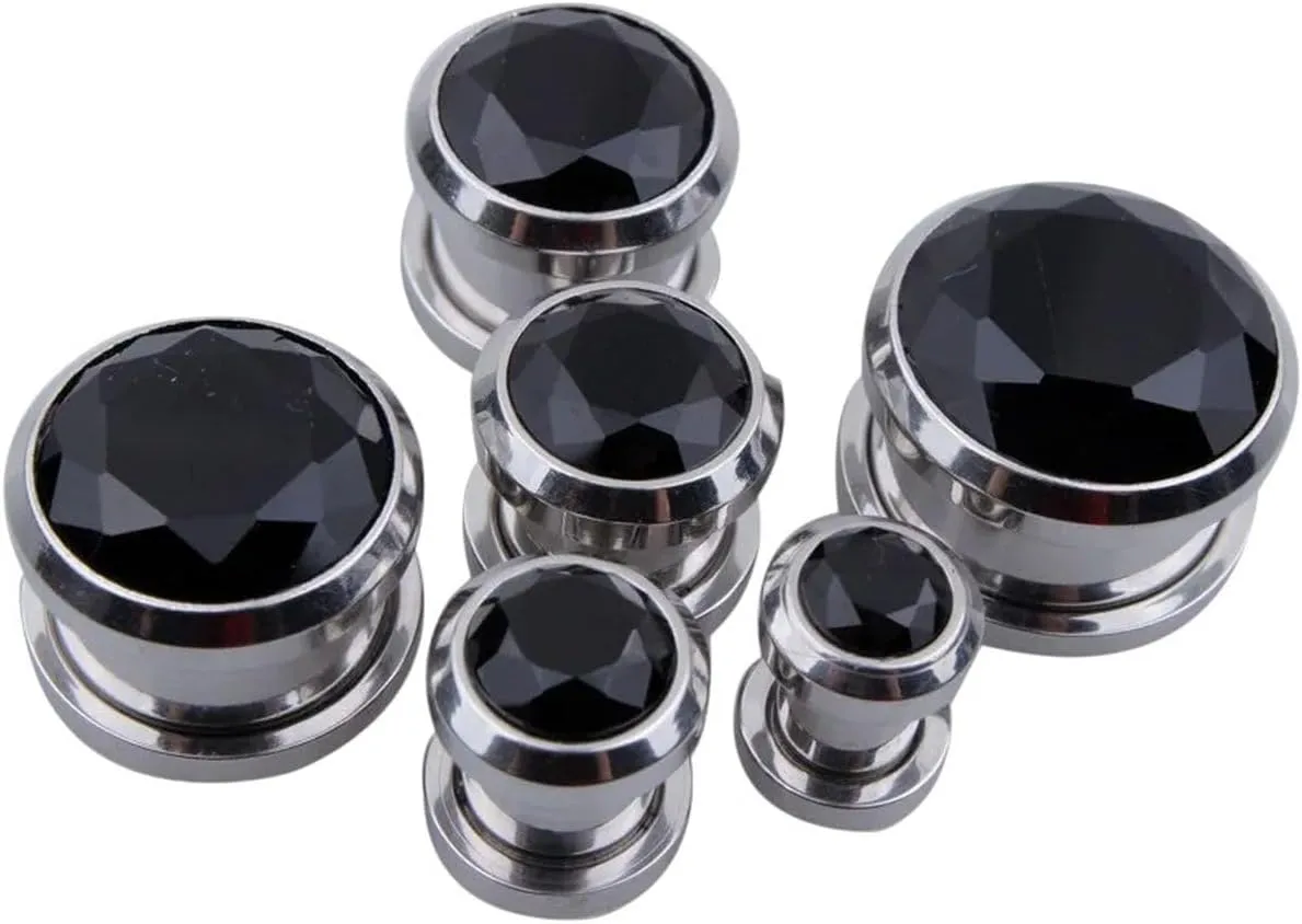 New 2026 1Pair Crystal Zircon Ear Plug Tunnel Earring Cartilage Expanders Gauges Screw Flesh Plugs And Tunnels Piercing Body Jewelry Fashion Trendy Accessories Creative Gift For Women And Men