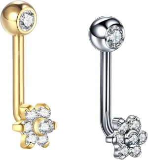 New 2026 1Pc Titanium Christina Piercing Flower Vertical Hood Intimate Gold Color Sexy Belly Rings Surface Jewelry For Men Women Fashion Trendy Accessories Creative Gift