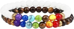 New 2026 2Pcs/Set 7 Bracelet For Women Men Balance Buddha Prayer Tiger Eyes Black Natural Stone Beads Yoga Strand Bracelets Decoration Jewelry Luxury With You Accessories Trendy Best Gift