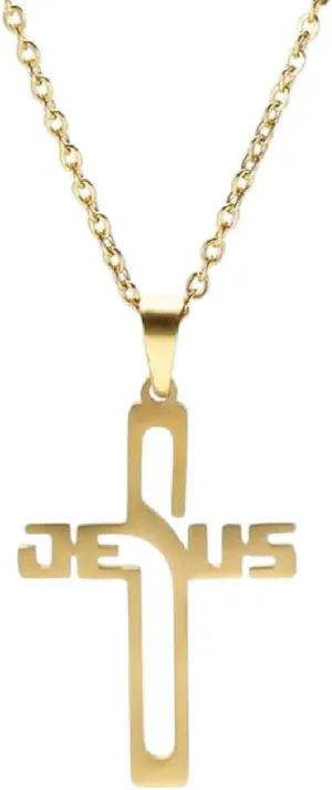 New 2026 Arrive Unisex Fashion Jesus Cross Pendants Necklace For Women Men Stainless Steel Choker Necklaces Chain Retro Christian Decoration Jewelry Luxury With You Accessories Trendy And