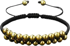 New 2026 Charm Black Rope Double Layer Copper Beaded Bracelet Handmade Thread Bangle For Women Men Fashion Gifts Prayer Jewelry Trendy Accessories Creative Gift