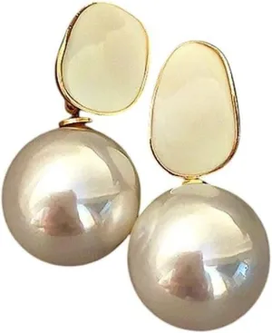 New 2026 Exaggerate Big Pink Black White Imitation Pearl Pendant Earring For Women Trend Geometry Brincos Wedding Jewelry Her Gift Fashion Trendy Accessories Creative