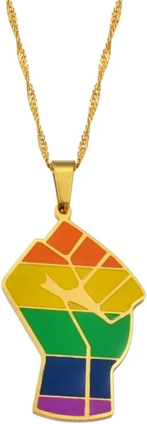 New 2026 Unisex 3.8Cm Colorful Fist Pendants And Necklaces For Women Hers African Multicolor Charm Jewelry Black Lives Matter Decoration Luxury With You Accessories Trendy For Women And Men