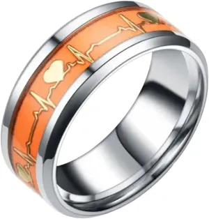 New 2026 Unisex Fashion Stainless Steel Luminous Finger Ring for Women and Men Glowing in Dark Heart Couple Wedding Bands Jewelry Gift Accessories Luxury Creative for Women and Men