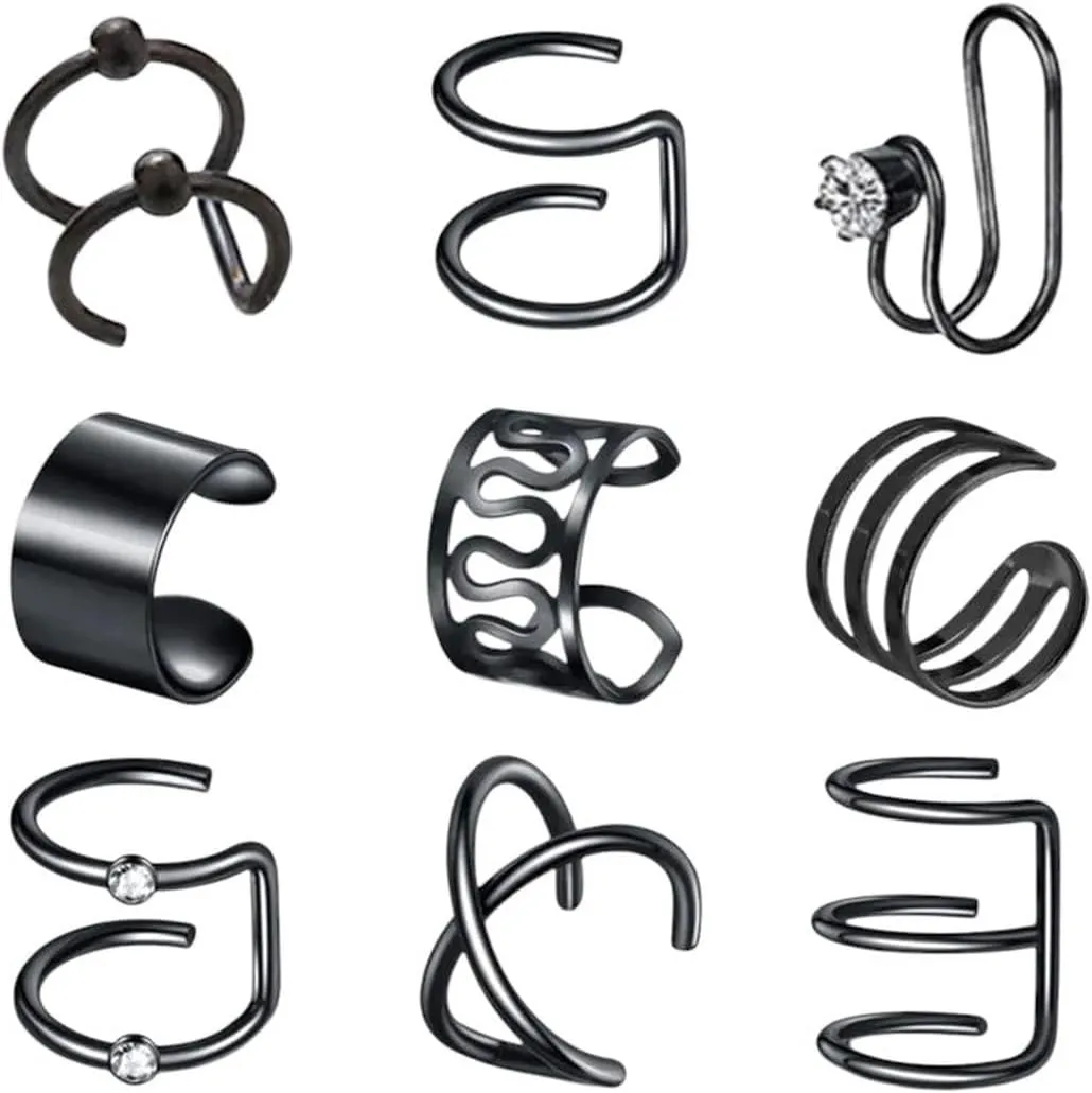 New 2026 Unisex Stainles Stell 1Pcs Punk Simple Ear Clip Cuff Wrap Earrings For Men Women Nose Ring-On Non Piercing Eardrop Body Jewelry Fashion Trendy Accessories Creative Gift For Women And Men
