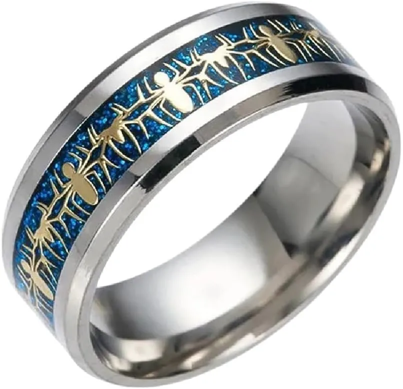 New 2026 Unisex Stainless Steel Cool Spider Pattern Inlay Women and Men Man Rings for Teens His Encourage Faith Gift Jewelry Fashion Luxury Accessories Creative for Women and Men