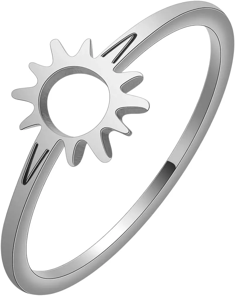 New 2026 Unisex Stainless Steel Sun Ring Stamped Hope Simple Sweet Womens And Men Faith Jewelry Fashion Luxury Accessories Creative Gift For Women And Men