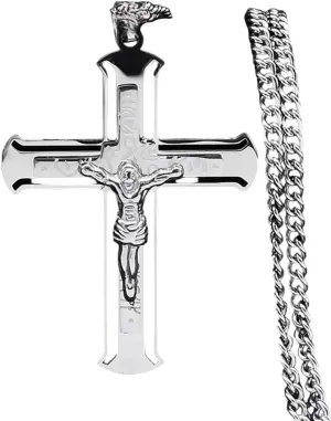 New for Arrival Trendy 2025 Jesus Cross Hip Hop Rock Necklace Stainless Steel Gold Plated Necklace Jesus Pendant Male Female Religion Jewelry Gifts Fashion Accessories Creative Gift