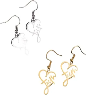 New For Trendy 2025 Faith Heart Earrings Stainless Steel Jesus Love Family Dangle Earring Christian Inspirational Jewelry Mother's Day Gift Jewelry Fashion Accessories Creative Gift