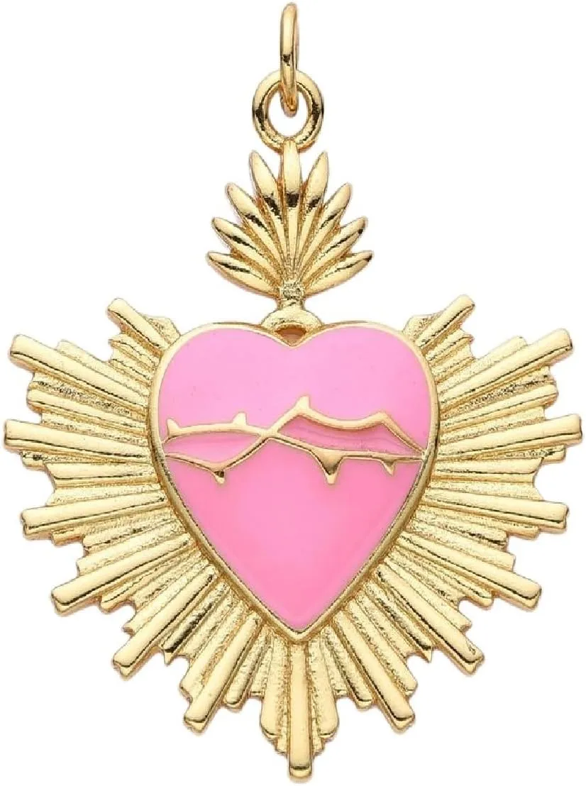 New For Trendy 2025 Gold Color Sacred Heart Of Jesus Pendant Immaculate Heart Of Mary Necklace For Women Zircon Heart Charms Choker DIY Jewelry Gift Fashion Accessories Creative Gift