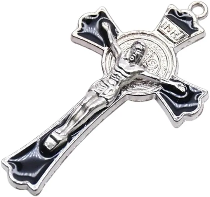New For Trendy 2025 Metal Enamel Jesus Cross Pendant Key Chain Necklace Accessories Black Blue Red Jewelry Fashion Accessories Creative Gift
