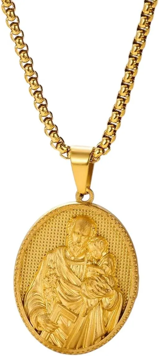 New For Trendy 2025 Neo-Gothic Virgin Mary Necklace Men's Stainless Steel Jesus Emboss Pendant Collar Salvation Christ Jewelry Religion Accessories Jewelry Fashion Accessories Creative Gift